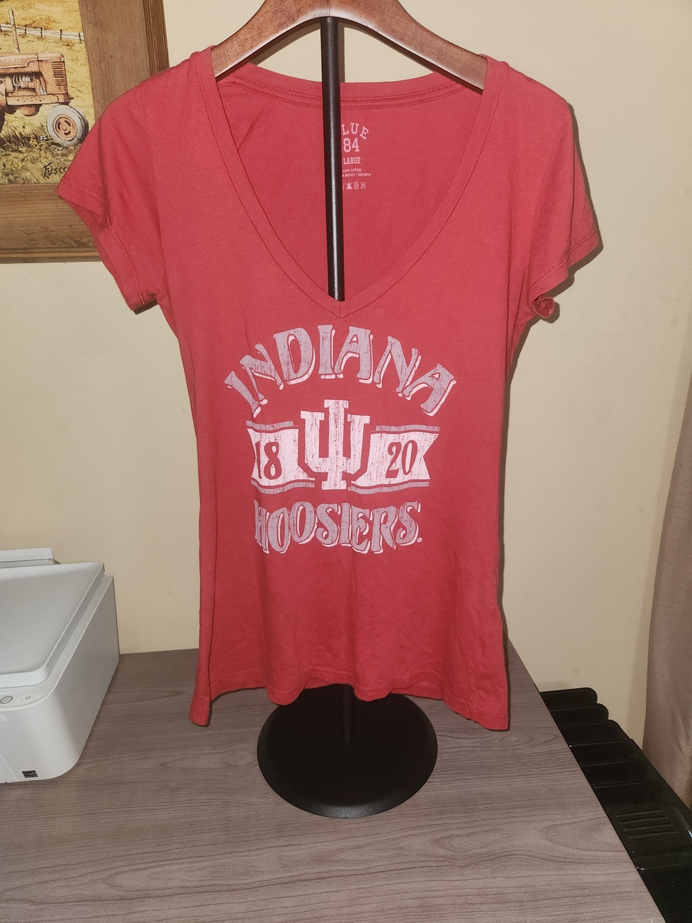 Blue 84 Indiana Hoosiers V-Neck Fitted Tee - Red